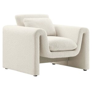 Waverly Boucle Upholstered Armchair in Ivory by Modway