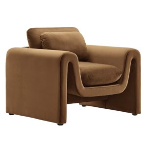 Waverly Performance Velvet Armchair in Brown by Modway