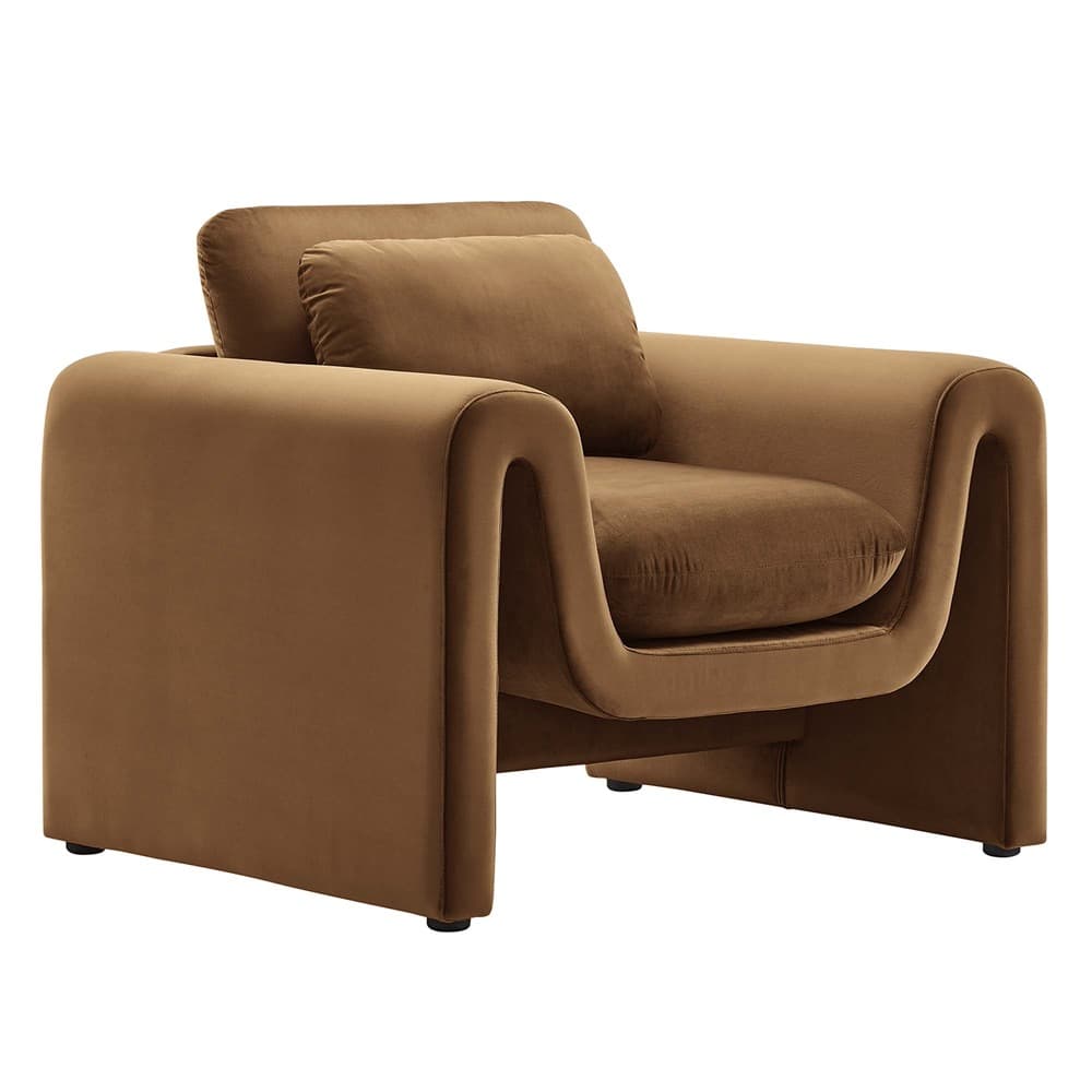 Waverly Performance Velvet Armchair in Brown by Modway