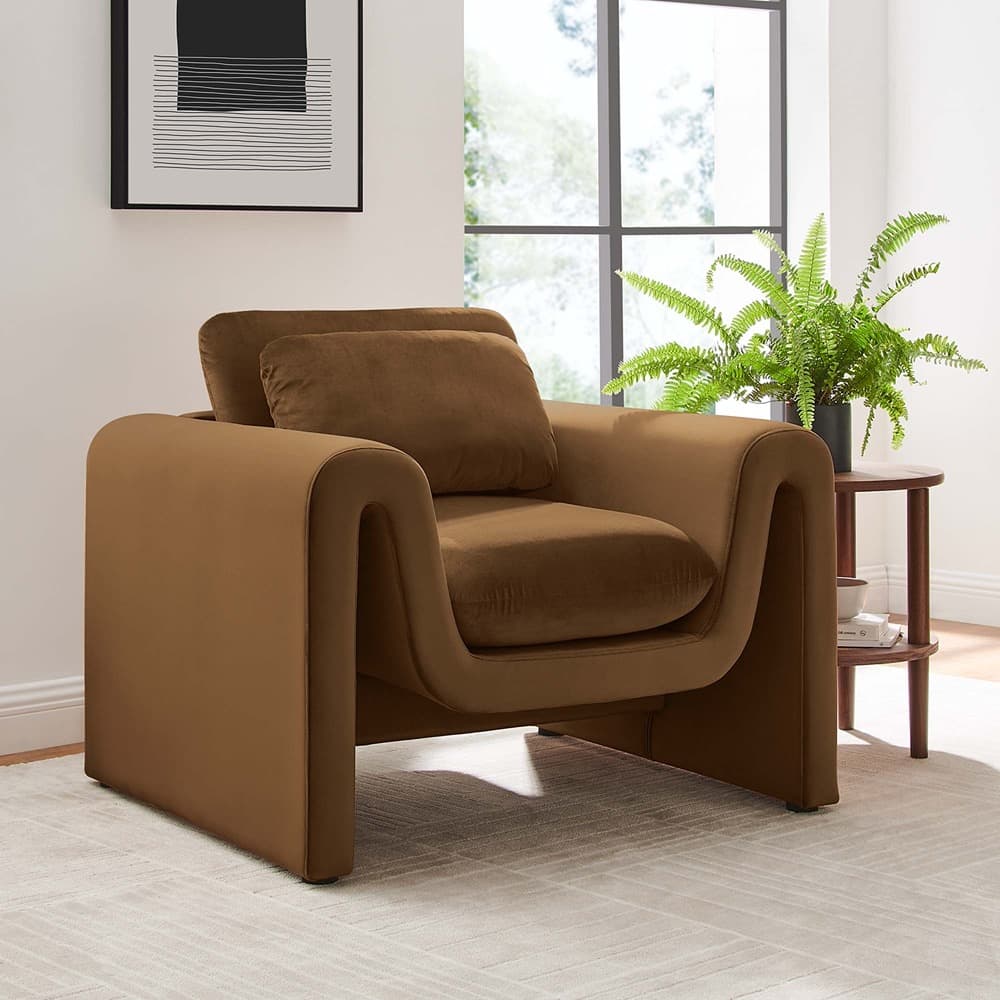 Waverly Performance Velvet Armchair in Brown by Modway - Image 8