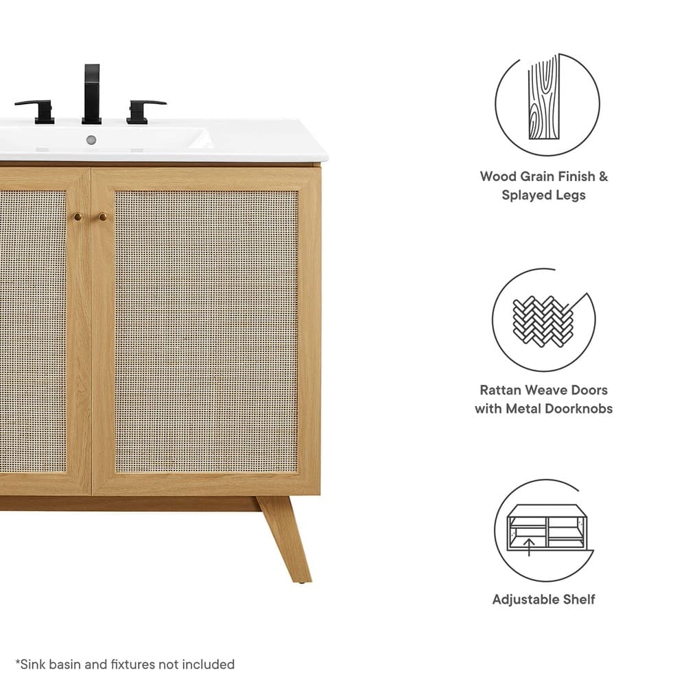 Soma 36" Bathroom Vanity Cabinet (Sink Basin Not Included) in Oak by Modway - Image 2