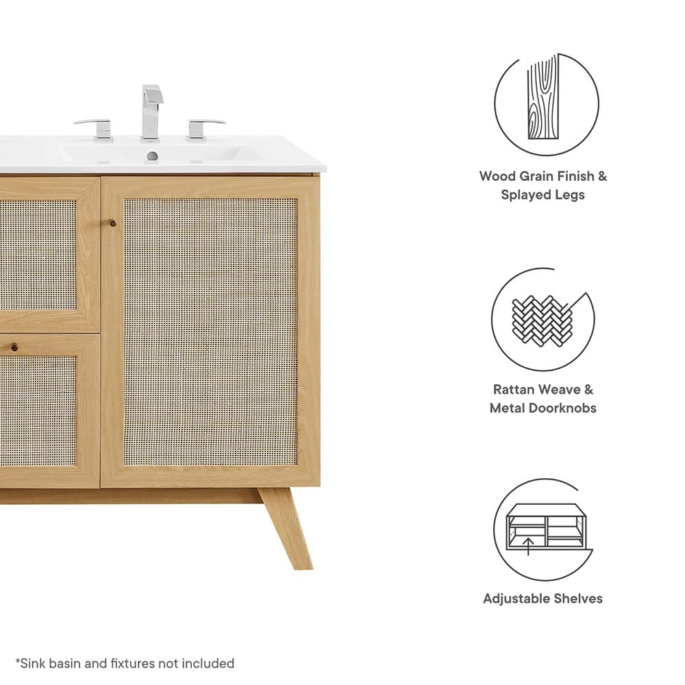 Soma 48" Single or Double Sink Compatible Bathroom Vanity Cabinet (Sink Basin Not Included) in Oak by Modway - Image 2