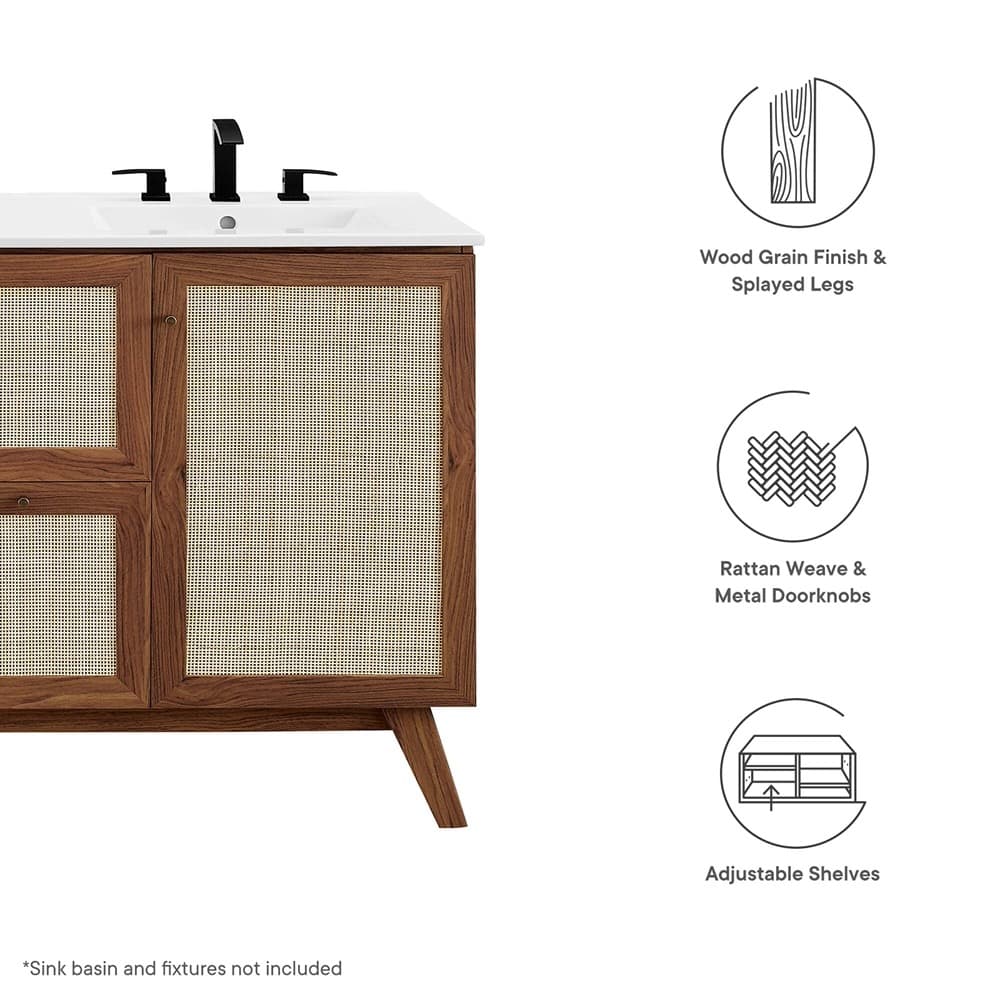 Soma 48" Single or Double Sink Compatible Bathroom Vanity Cabinet (Sink Basin Not Included) in Walnut by Modway - Image 2