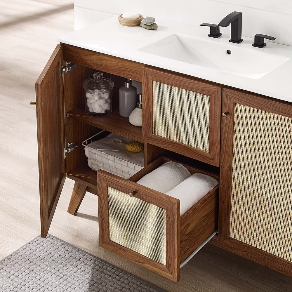 Soma 48" Single or Double Sink Compatible Bathroom Vanity Cabinet (Sink Basin Not Included) in Walnut by Modway - Image 12
