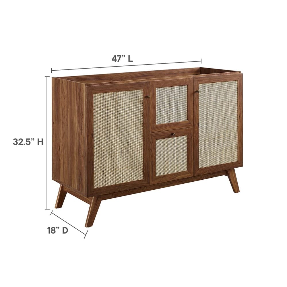 Soma 48" Single or Double Sink Compatible Bathroom Vanity Cabinet (Sink Basin Not Included) in Walnut by Modway - Image 3