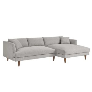 Zoya Right-Facing Down Filled Overstuffed Sectional Sofa in Heathered Weave Light Gray by Modway