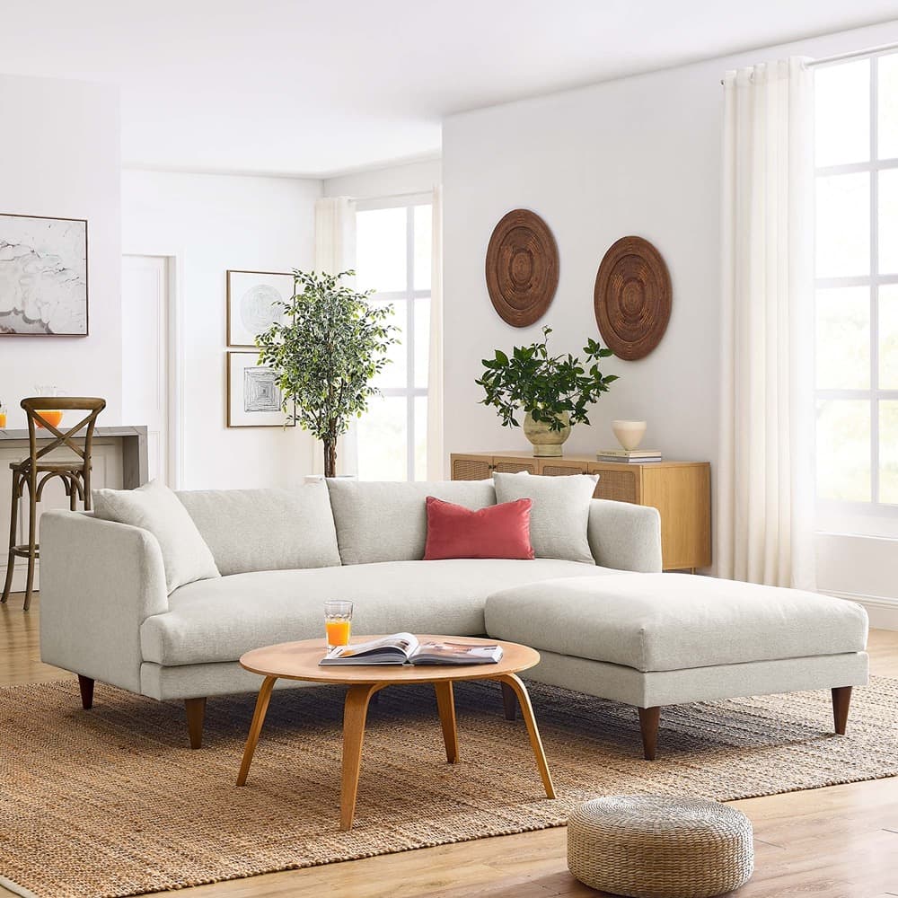Zoya Down Filled Overstuffed Sofa and Ottoman Set in Heathered Weave Ivory by Modway - Image 8