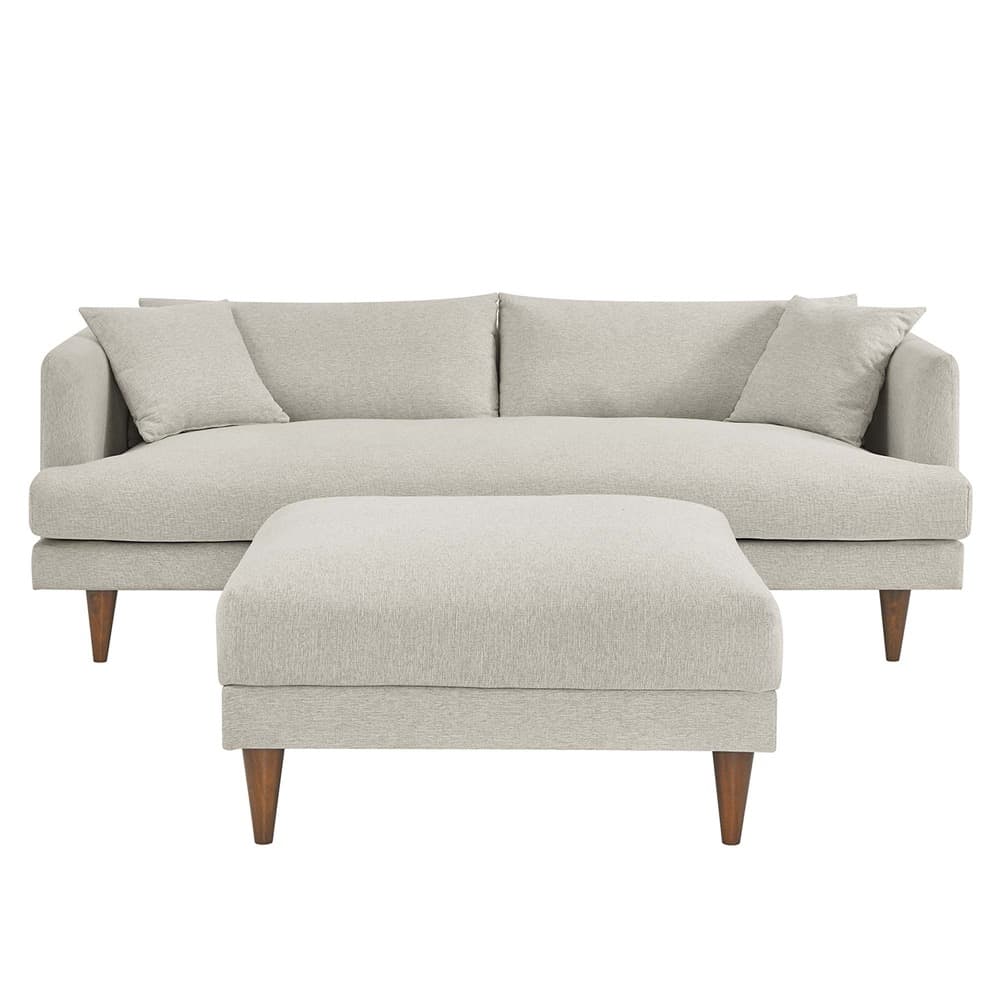 Zoya Down Filled Overstuffed Sofa and Ottoman Set in Heathered Weave Ivory by Modway - Image 5
