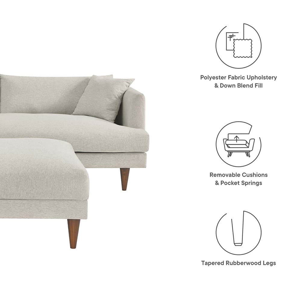 Zoya Down Filled Overstuffed Sofa and Ottoman Set in Heathered Weave Ivory by Modway - Image 2