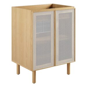 Calla 24" Perforated Metal Bathroom Vanity Cabinet (Sink Basin Not Included) in Oak by Modway