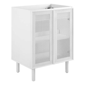 Calla 24" Perforated Metal Bathroom Vanity Cabinet (Sink Basin Not Included) in White by Modway