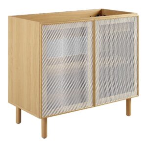 Calla 36" Perforated Metal Bathroom Vanity Cabinet (Sink Basin Not Included) in Oak by Modway