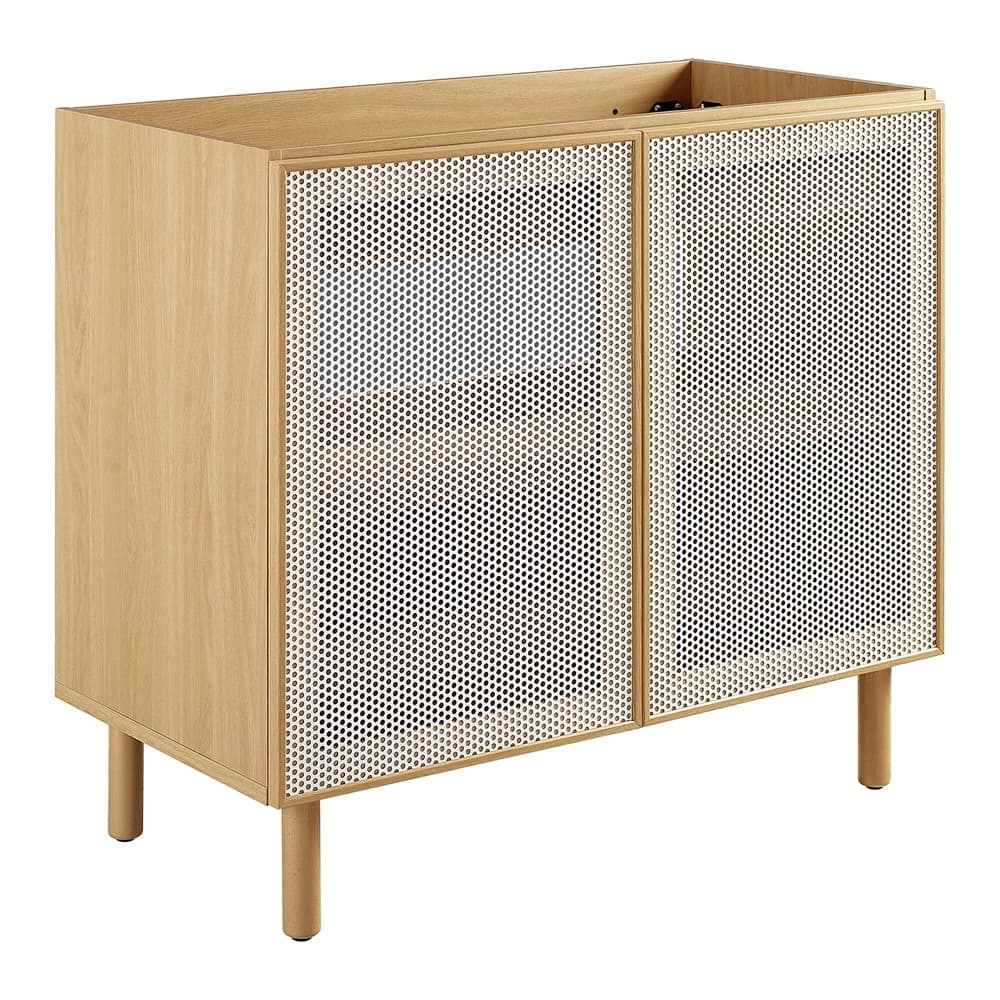 Calla 36" Perforated Metal Bathroom Vanity Cabinet (Sink Basin Not Included) in Oak by Modway