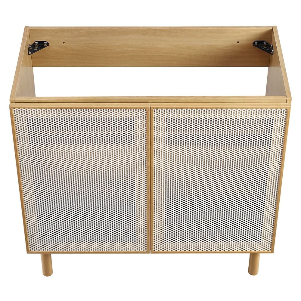 Calla 36" Perforated Metal Bathroom Vanity Cabinet (Sink Basin Not Included) in Oak by Modway - Image 7