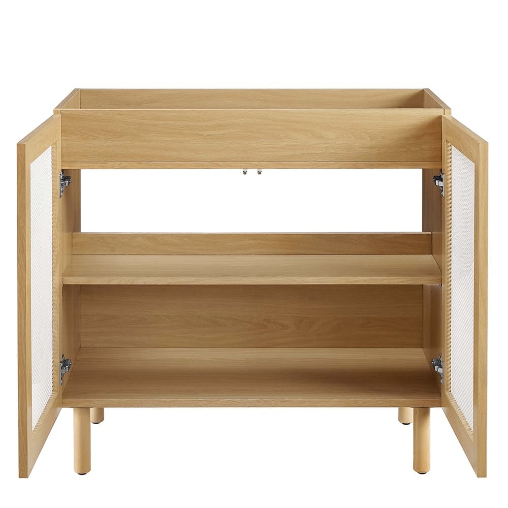 Calla 36" Perforated Metal Bathroom Vanity Cabinet (Sink Basin Not Included) in Oak by Modway - Image 8