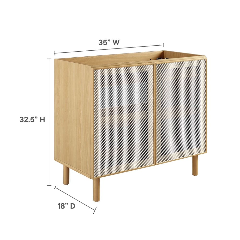 Calla 36" Perforated Metal Bathroom Vanity Cabinet (Sink Basin Not Included) in Oak by Modway - Image 2