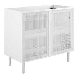 Calla 36" Perforated Metal Bathroom Vanity Cabinet (Sink Basin Not Included) in White by Modway