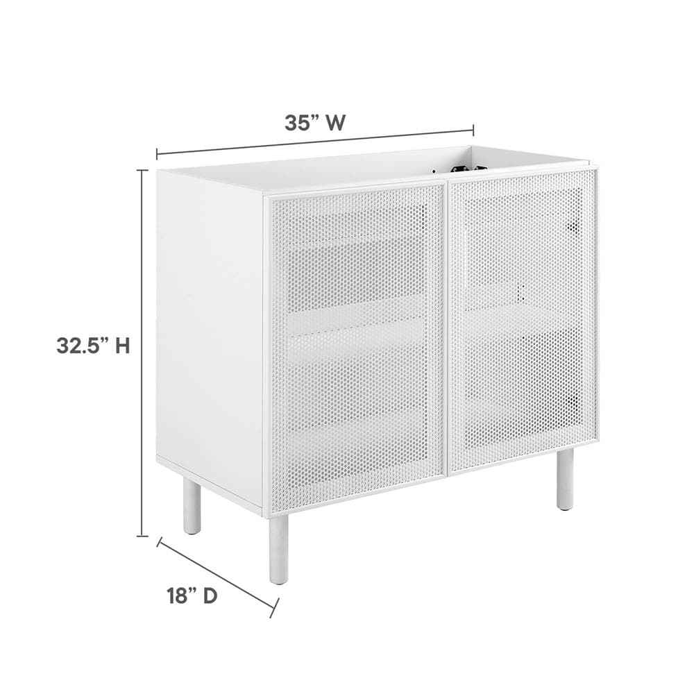 Calla 36" Perforated Metal Bathroom Vanity Cabinet (Sink Basin Not Included) in White by Modway - Image 2