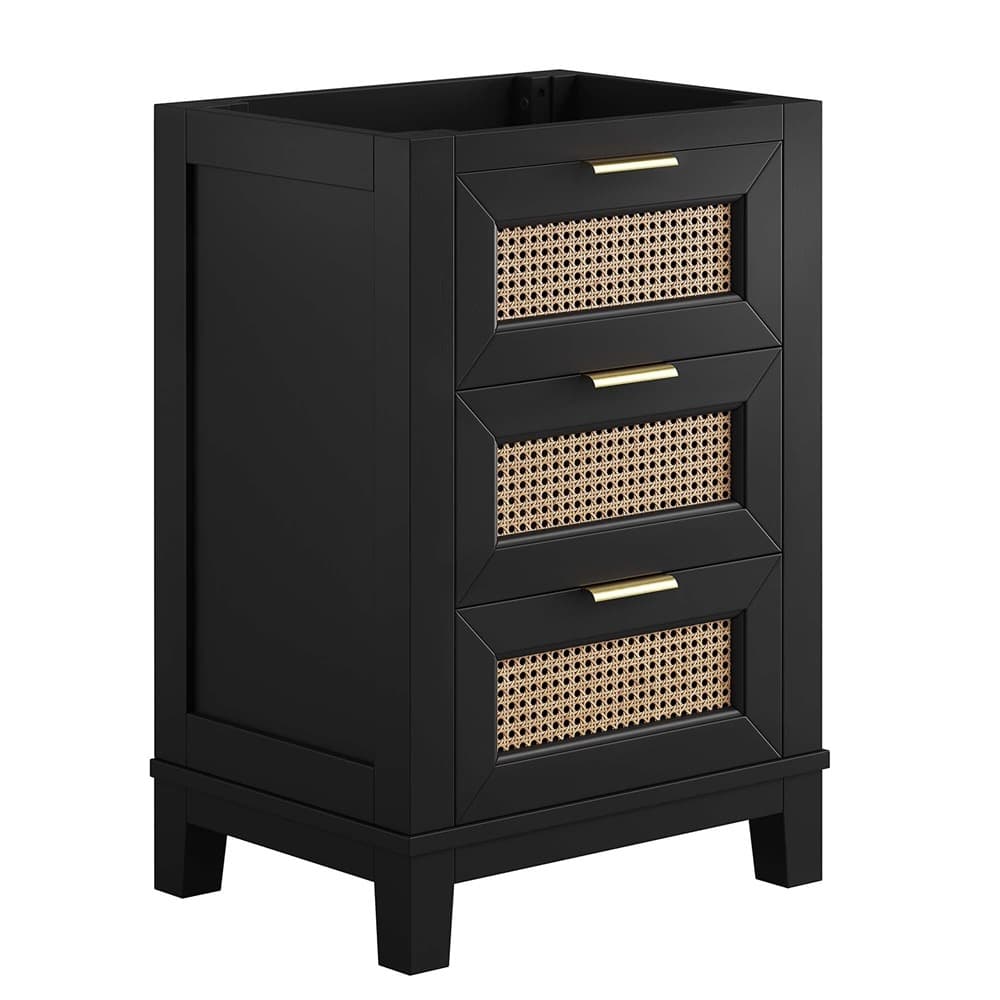 Dixie 24" Solid Wood Bathroom Vanity Cabinet (Sink Basin Not Included) in Black by Modway