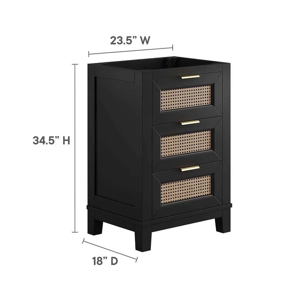 Dixie 24" Solid Wood Bathroom Vanity Cabinet (Sink Basin Not Included) in Black by Modway - Image 3