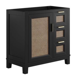 Dixie 36" Solid Wood Bathroom Vanity Cabinet (Sink Basin Not Included) in Black by Modway