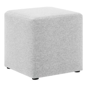 Callum 17" Square Woven Heathered Fabric Upholstered Ottoman in Heathered Weave Light Gray by Modway