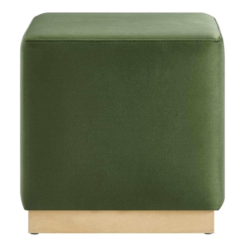 Tilden 17" Square Performance Velvet Upholstered Ottoman in Moss Green Natural by Modway - Image 4