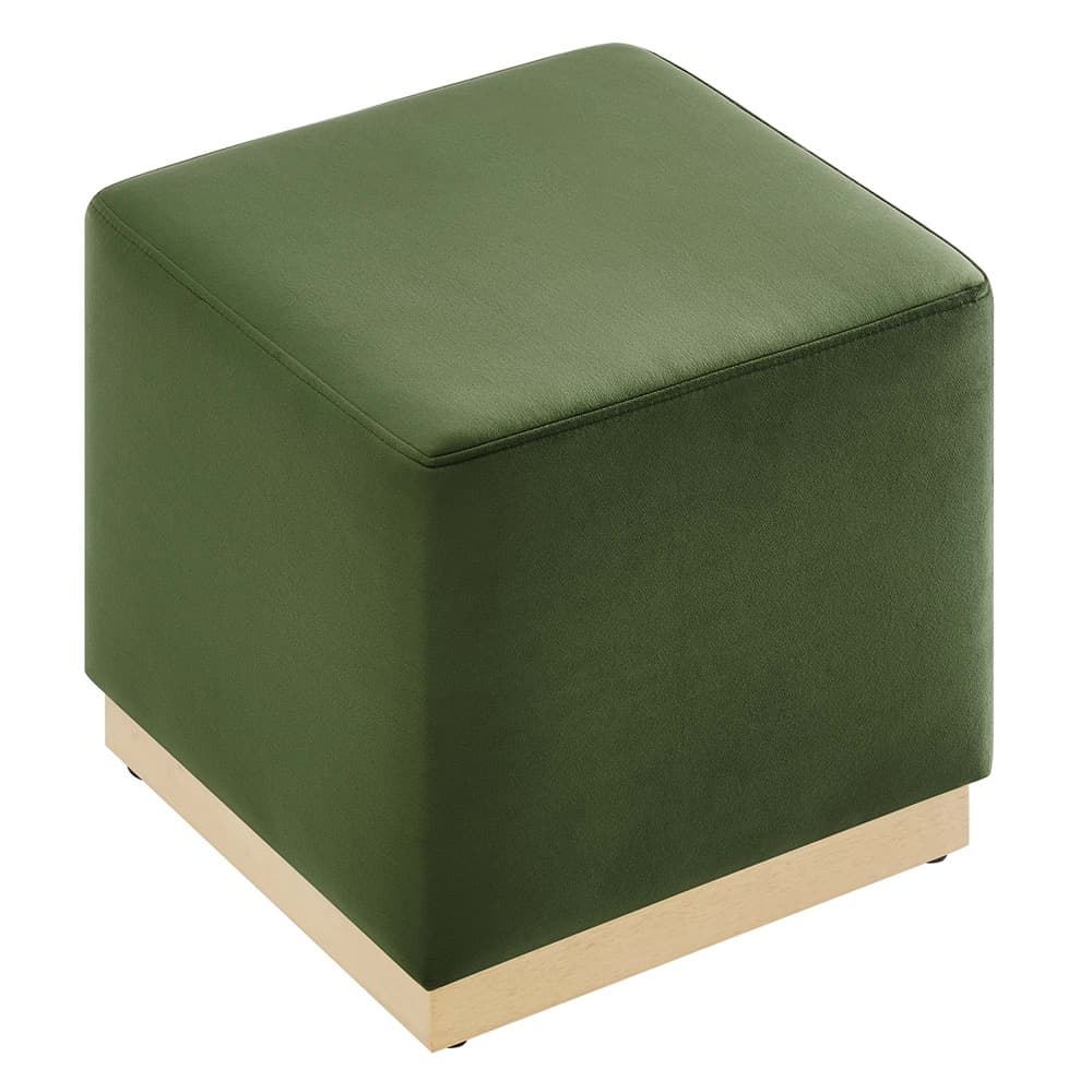 Tilden 17" Square Performance Velvet Upholstered Ottoman in Moss Green Natural by Modway - Image 5