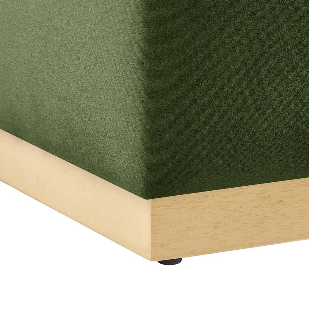 Tilden 17" Square Performance Velvet Upholstered Ottoman in Moss Green Natural by Modway - Image 6