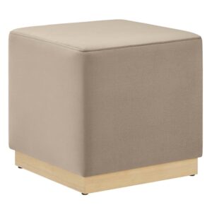 Tilden 17" Square Performance Velvet Upholstered Ottoman in Taupe Natural by Modway