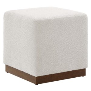 Tilden 17" Square Boucle Upholstered Ottoman in Cloud Walnut by Modway
