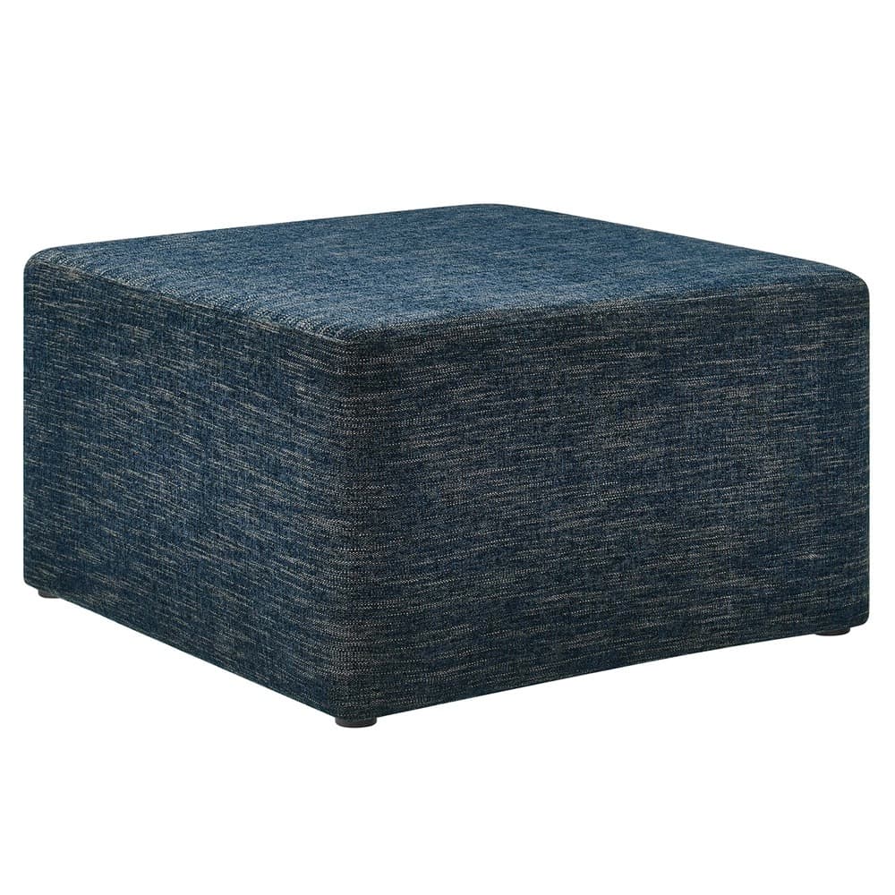 Callum Large 28" Square Woven Heathered Fabric Upholstered Ottoman in Heathered Weave Azure by Modway