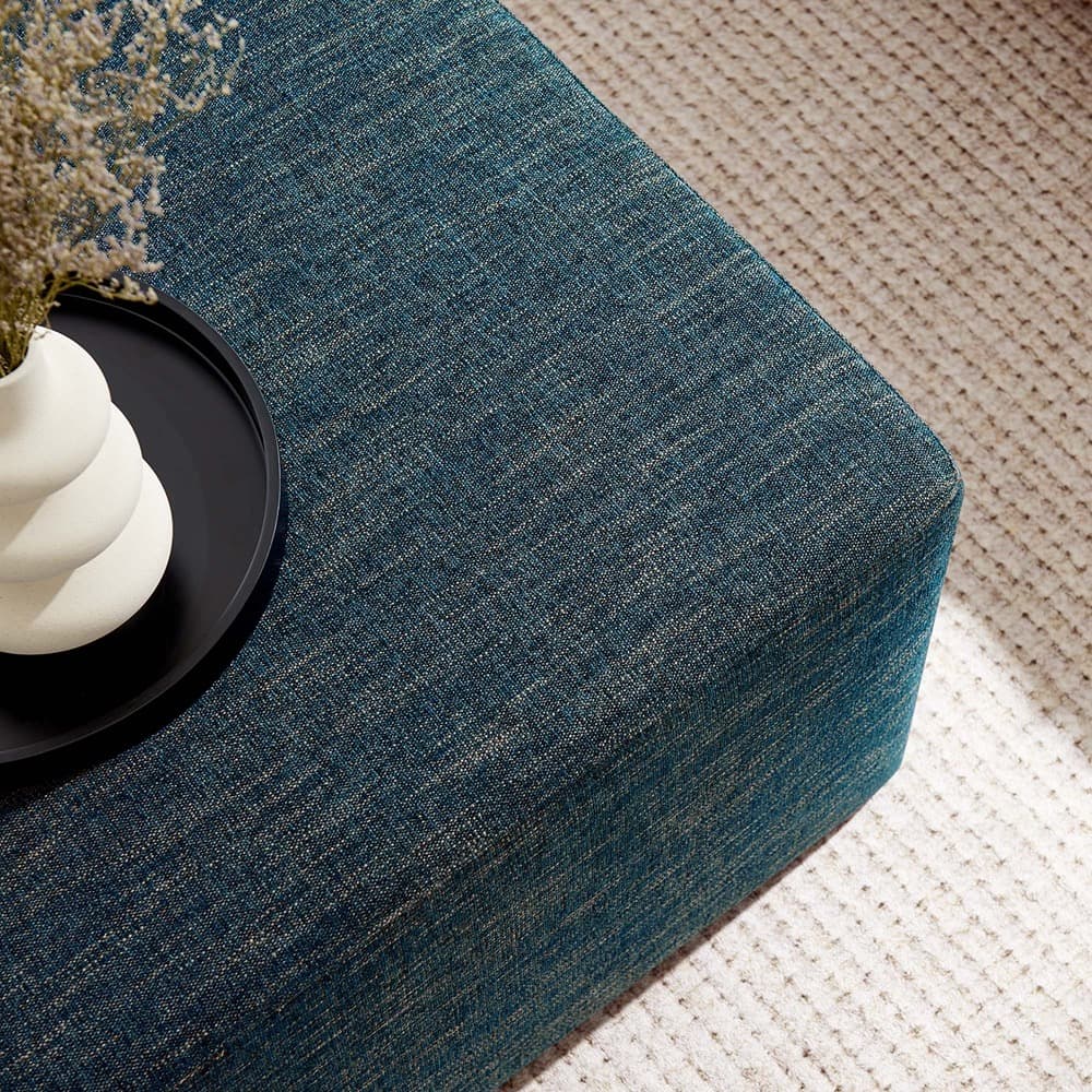 Callum Large 28" Square Woven Heathered Fabric Upholstered Ottoman in Heathered Weave Azure by Modway - Image 9