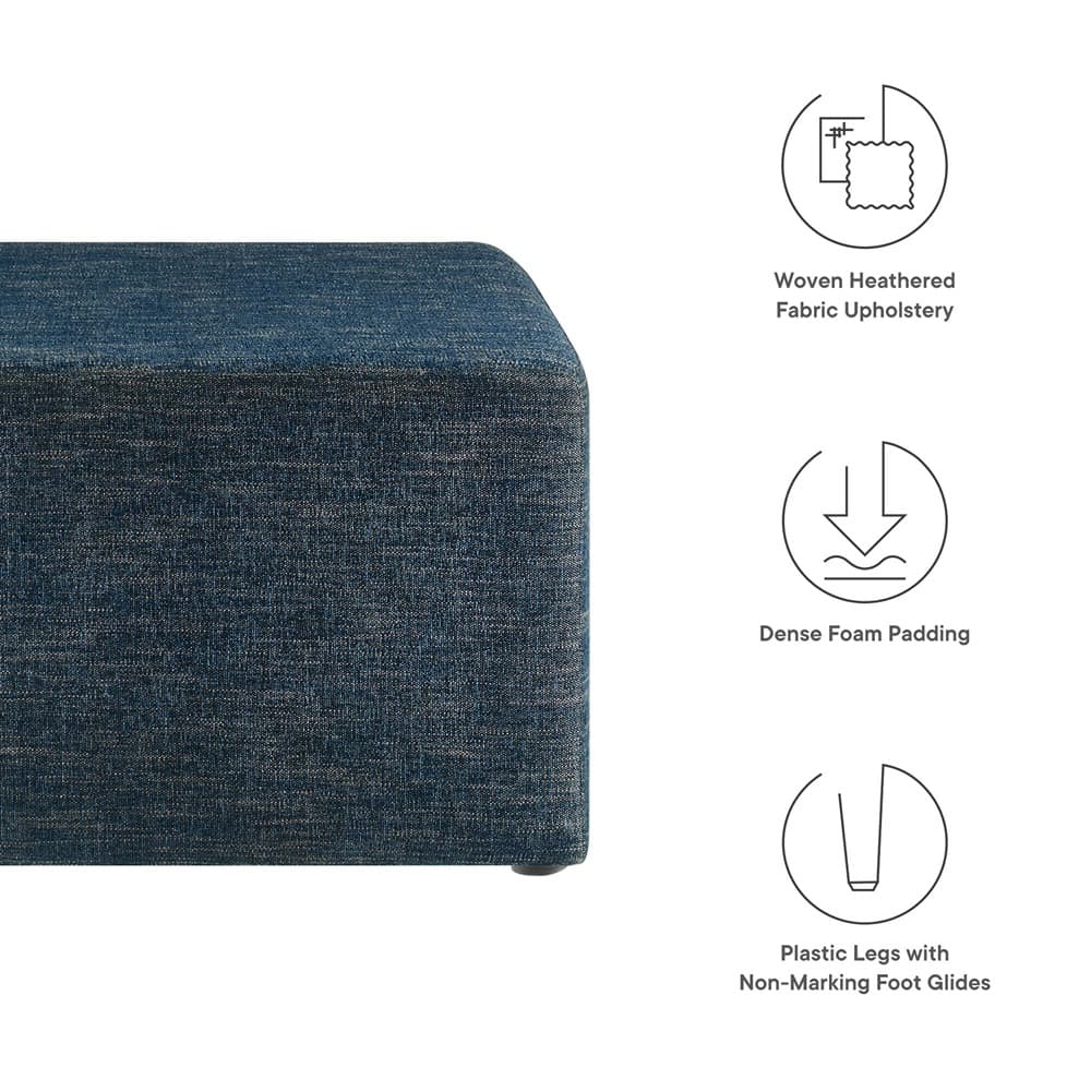 Callum Large 28" Square Woven Heathered Fabric Upholstered Ottoman in Heathered Weave Azure by Modway - Image 2