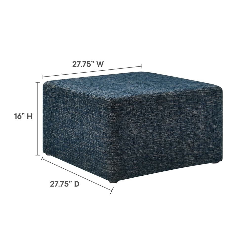 Callum Large 28" Square Woven Heathered Fabric Upholstered Ottoman in Heathered Weave Azure by Modway - Image 3