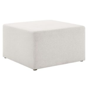 Callum Large 28" Square Woven Heathered Fabric Upholstered Ottoman in Heathered Weave Ivory by Modway