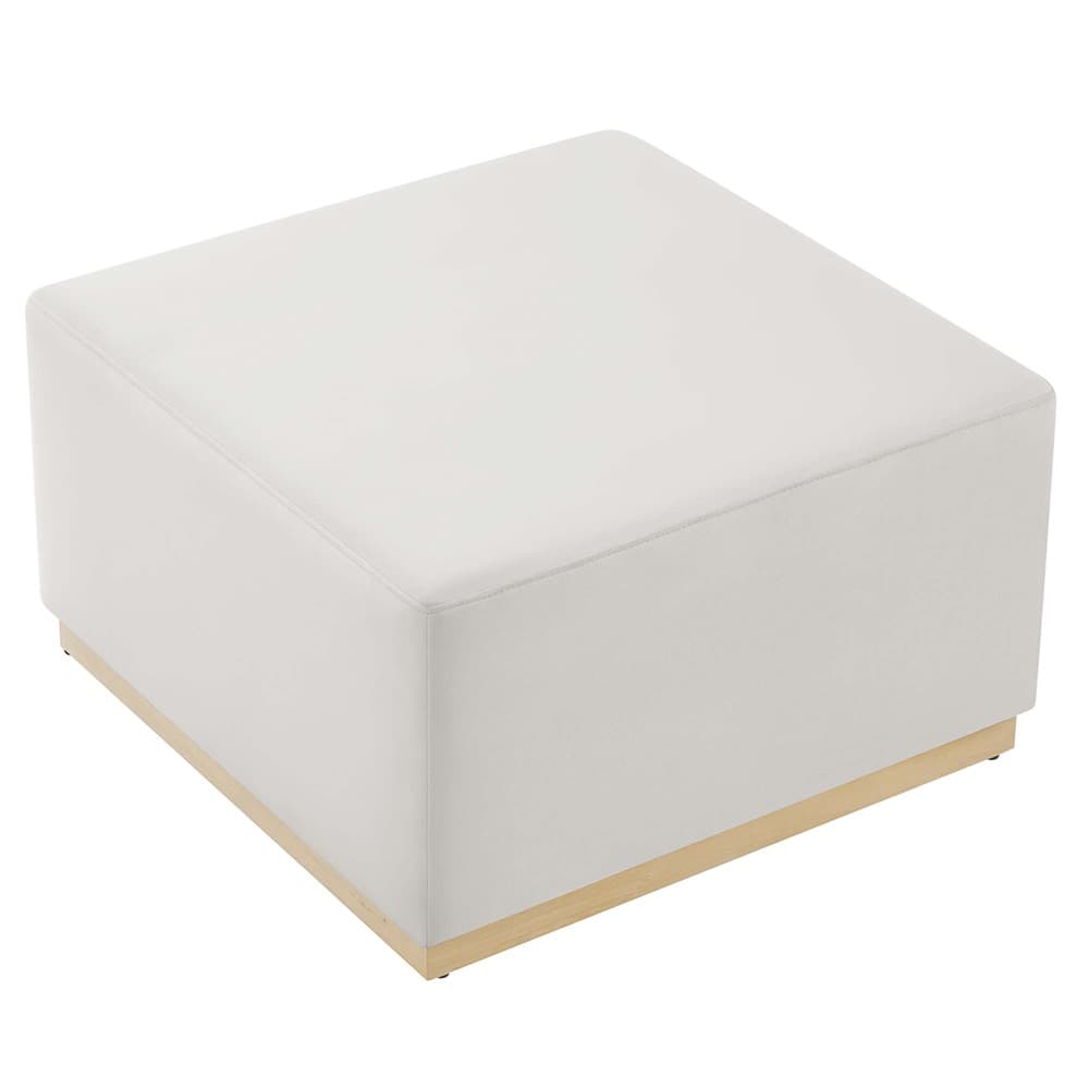 Tilden Large 28" Square Performance Velvet Upholstered Ottoman in Alabaster Natural by Modway - Image 5