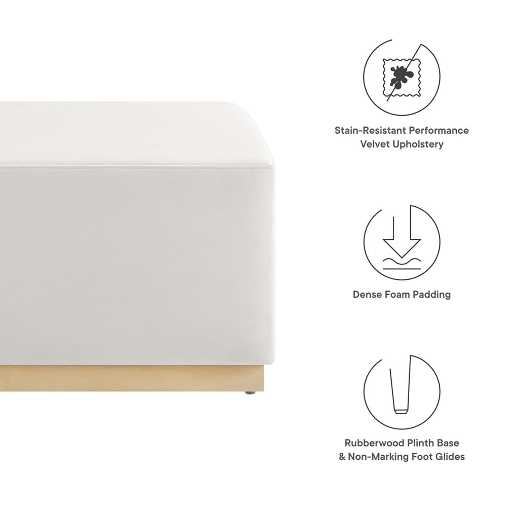 Tilden Large 28" Square Performance Velvet Upholstered Ottoman in Alabaster Natural by Modway - Image 2