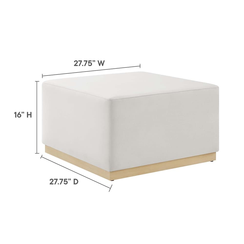 Tilden Large 28" Square Performance Velvet Upholstered Ottoman in Alabaster Natural by Modway - Image 3