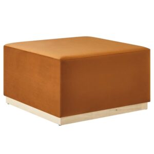 Tilden Large 28" Square Performance Velvet Upholstered Ottoman in Rust Natural by Modway