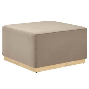 Tilden Large 28" Square Performance Velvet Upholstered Ottoman in Taupe Natural by Modway
