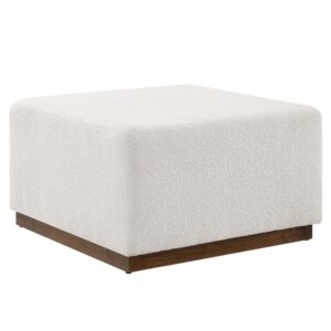Tilden Large 28" Square Boucle Upholstered Ottoman in Cloud Walnut by Modway
