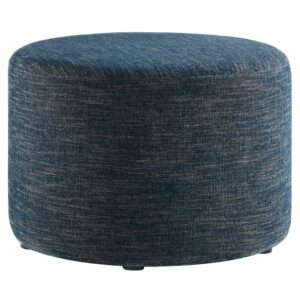 Callum Large 23" Round Woven Heathered Fabric Upholstered Ottoman in Heathered Weave Azure by Modway