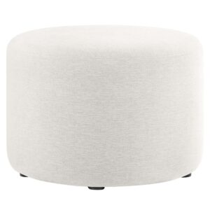 Callum Large 23" Round Woven Heathered Fabric Upholstered Ottoman in Heathered Weave Ivory by Modway