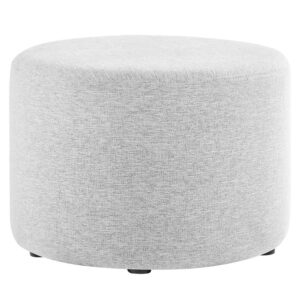Callum Large 23" Round Woven Heathered Fabric Upholstered Ottoman in Heathered Weave Light Gray by Modway