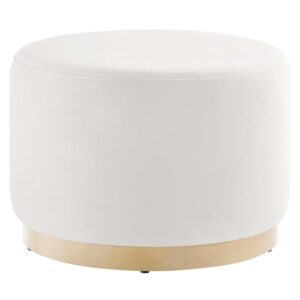 Tilden Large 23" Round Performance Velvet Upholstered Ottoman in Alabaster Natural by Modway