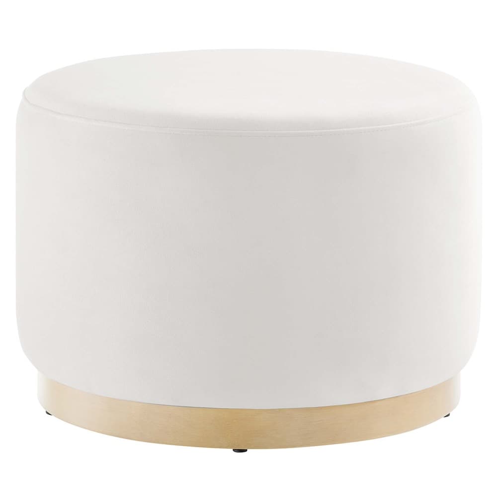 Tilden Large 23" Round Performance Velvet Upholstered Ottoman in Alabaster Natural by Modway