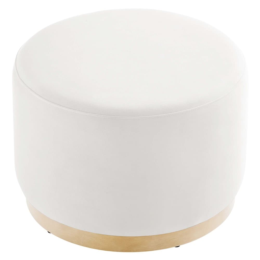 Tilden Large 23" Round Performance Velvet Upholstered Ottoman in Alabaster Natural by Modway - Image 4