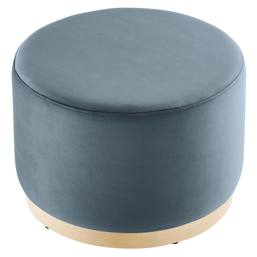 Tilden Large 23" Round Performance Velvet Upholstered Ottoman in Cadet Blue Natural by Modway - Image 4