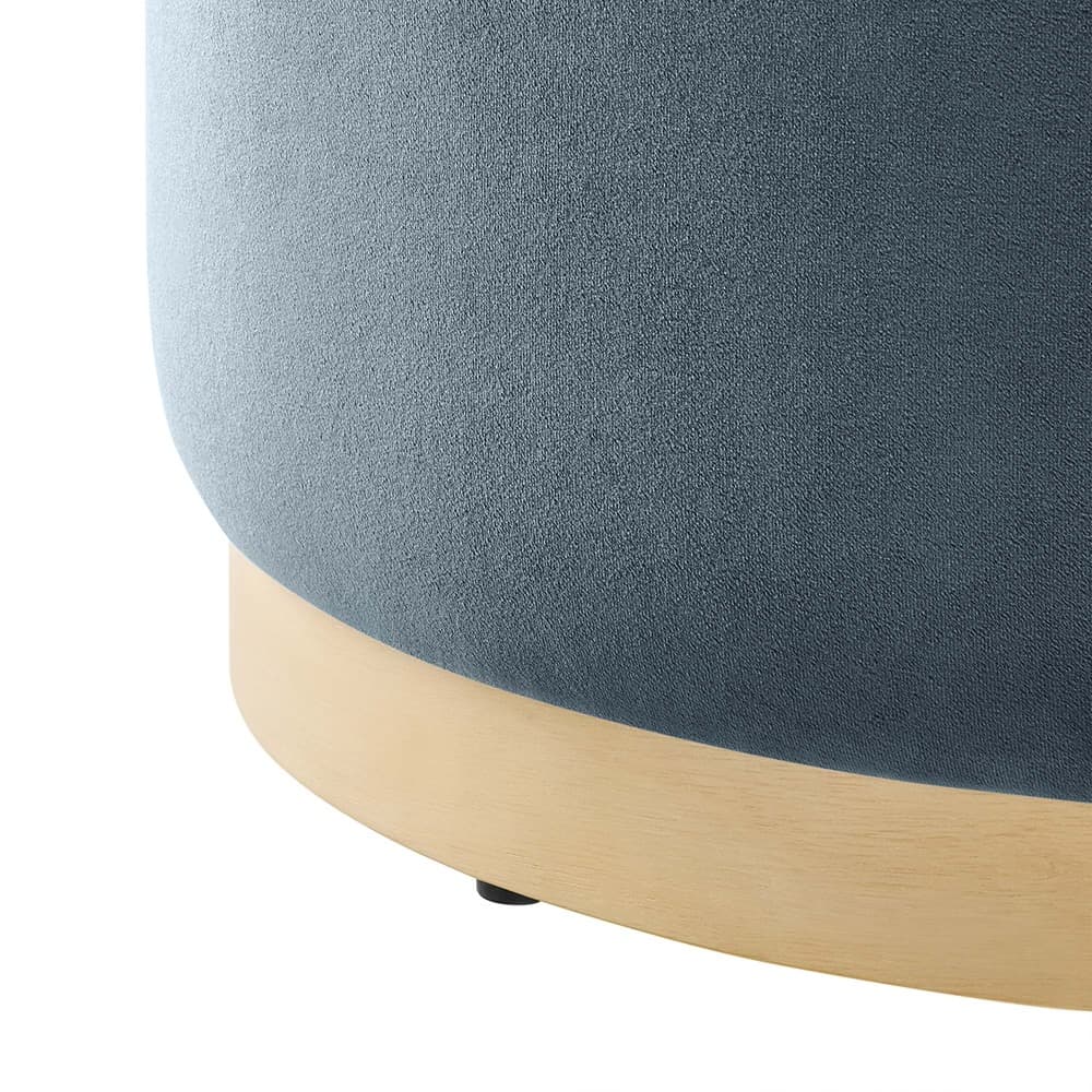 Tilden Large 23" Round Performance Velvet Upholstered Ottoman in Cadet Blue Natural by Modway - Image 5